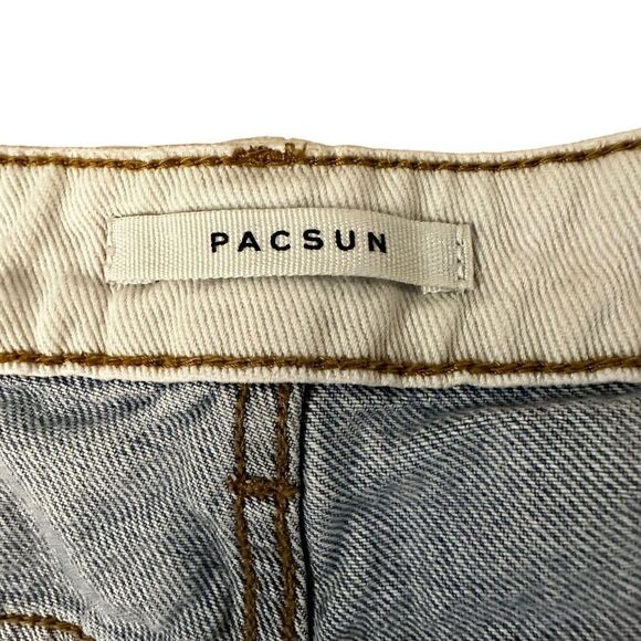 PacSun ~ Mom Denim Shorts ~ white waistband ~ cuffed hem ~ size 25 - Picture 3 of 9